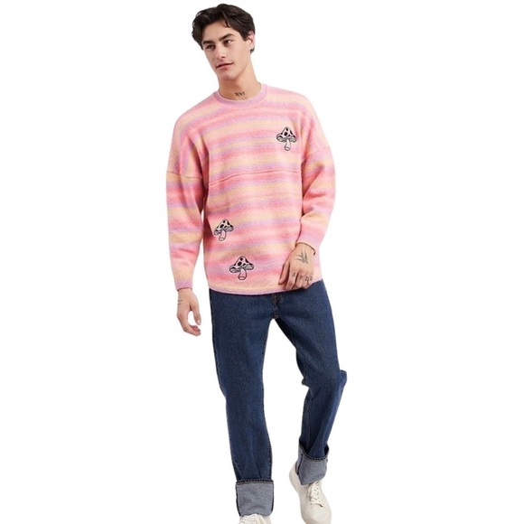 SPIRIT JERSEY Psychedelic Mushrooms Crew Neck Pullover Sweater Large Unisex - Picture 2 of 14